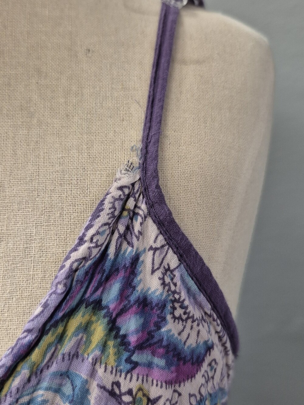 Pura Vida Boho Paisley Cotton Maxi Dress Purple Sun Dress Size 2 - Picture 5 of 11